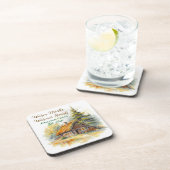Warm Drinks, Warmer Hearts, Log Cabin Personalized コースター (右側)