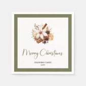 Warm Earth Tone Christmas Tree Personalized Napkin スタンダードカクテルナプキン (正面)
