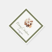 Warm Earth Tone Christmas Tree Personalized Napkin スタンダードカクテルナプキン (角)