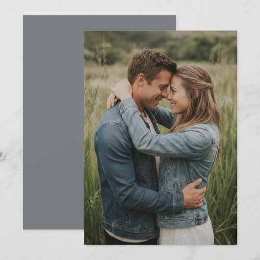 Warm Earthy Denim Photo 招待状 (正面/裏面)