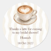 Warm Editorial Thanks A Latte Favor Sticker ラウンドシール (正面)