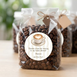 Warm Editorial Thanks A Latte Favor Sticker ラウンドシール