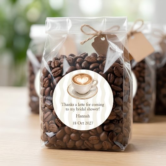 Warm Editorial Thanks A Latte Favor Sticker ラウンドシール