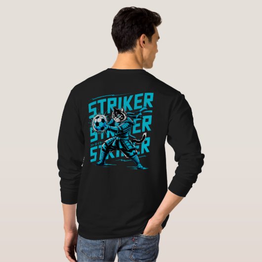 Warm Electric Samurai Cat - Casual Comfort Tシャツ (裏面フル)