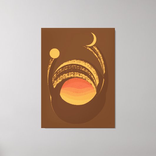 Warm Energy Sun and Moon Duality Abstract キャンバスプリント (正面)