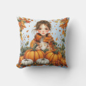 Warm Fall Themed Throw Pillow クッション (正面)