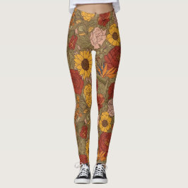 Warm Floral Patterned Legging レギンス