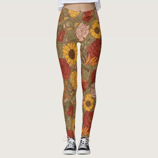 Warm Floral Patterned Legging レギンス (正面)