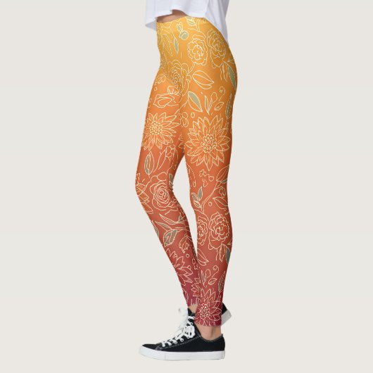 Warm Floral Patterned Legging レギンス (左)