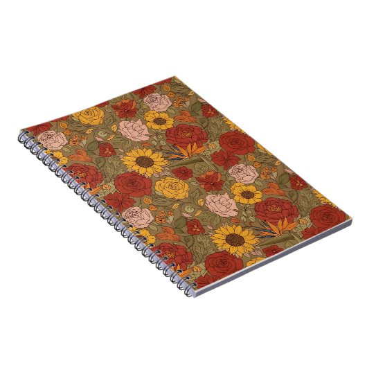 Warm Floral Patterned Notebook ノートブック (右側)