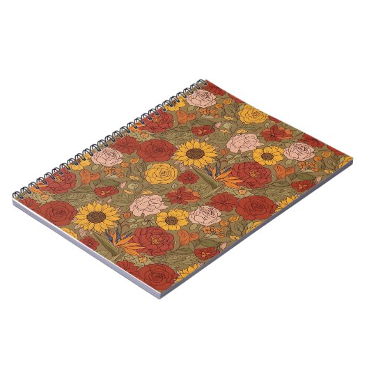 Warm Floral Patterned Notebook ノートブック (左側)
