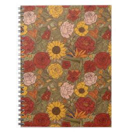 Warm Floral Patterned Notebook ノートブック