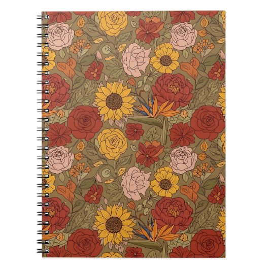Warm Floral Patterned Notebook ノートブック (正面)
