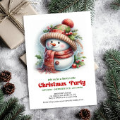 Warm funny snowman invitation printable red green 招待状