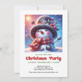Warm funny snowman invite holiday party digital 招待状 (正面)