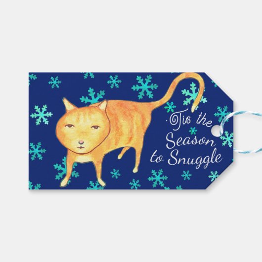 Warm Fuzzies & Winter Flurries Christmas Cat ギフトタグ (正面(横))