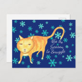 Warm Fuzzies & Winter Flurries Christmas Cat シーズンポストカード (正面/裏面)