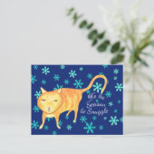 Warm Fuzzies & Winter Flurries Christmas Cat シーズンポストカード (スタンド正面)