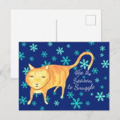 Warm Fuzzies & Winter Flurries Christmas Cat シーズンポストカード (正面/裏面)