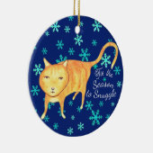 Warm Fuzzies & Winter Flurries Christmas Cat セラミックオーナメント (右)