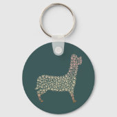 Warm Gold Gradient Paw Print Dog Silhouette Fabric キーホルダー (正面)