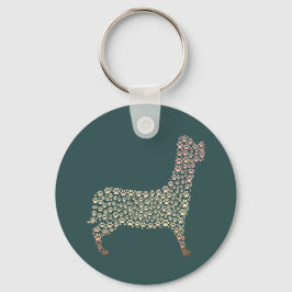 Warm Gold Gradient Paw Print Dog Silhouette Fabric キーホルダー