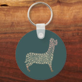 Warm Gold Gradient Paw Print Dog Silhouette Fabric キーホルダー (正面)