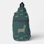 Warm Gold Gradient Paw Print Dog Silhouette Fabric スリングバッグ (正面)