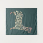 Warm Gold Gradient Paw Print Dog Silhouette Fabric タペストリー (正面(横))