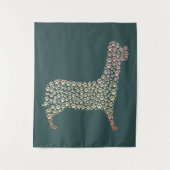 Warm Gold Gradient Paw Print Dog Silhouette Fabric タペストリー (正面)