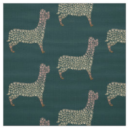 Warm Gold Gradient Paw Print Dog Silhouette Fabric ファブリック