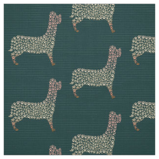 Warm Gold Gradient Paw Print Dog Silhouette Fabric ファブリック