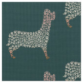 Warm Gold Gradient Paw Print Dog Silhouette Fabric ファブリック (クローズアップ)