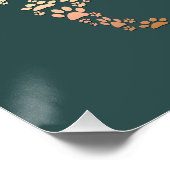 Warm Gold Gradient Paw Print Dog Silhouette Fabric ポスター (コーナー)