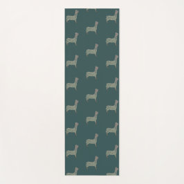 Warm Gold Gradient Paw Print Dog Silhouette Fabric ヨガマット