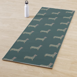 Warm Gold Gradient Paw Print Dog Silhouette Fabric ヨガマット