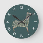 Warm Gold Gradient Paw Print Dog Silhouette Fabric ラウンド壁時計 (正面)