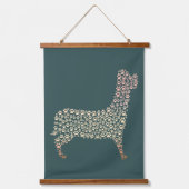 Warm Gold Gradient Paw Print Dog Silhouette Fabric 吊り下げ型タペストリー (正面)