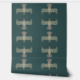 Warm Gold Gradient Paw Print Dog Silhouette Fabric 壁紙