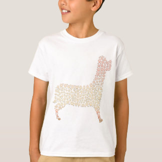 Warm Gold Gradient Paw Print Dog Silhouette Fabric Tシャツ