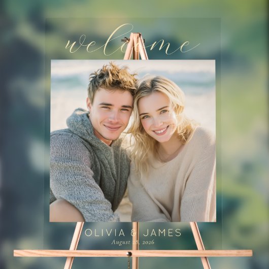 Warm Gold Minimalist Photo アクリルサイン (ニュートラル)