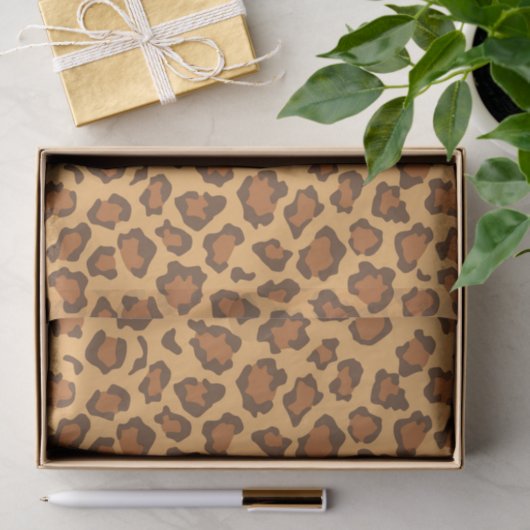 Warm Golden Brown Classic Leopard Print Decoupage 薄葉紙 (ギフト)