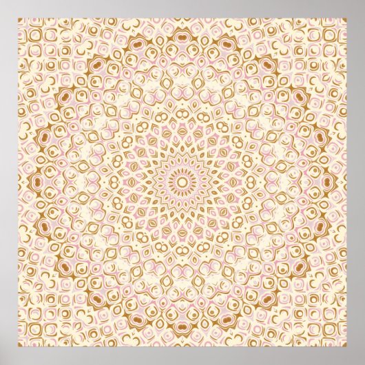 Warm Golden Pink Mandala Pattern ポスター (正面)