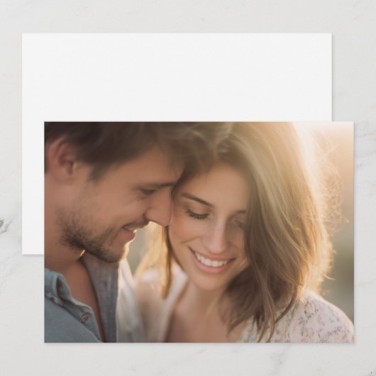 Warm Golden Realistic Photo 招待状 (正面/裏面)