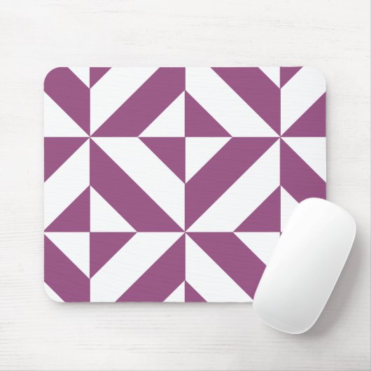 Warm Grape Geometric Deco Cube Pattern マウスパッド (マウス)