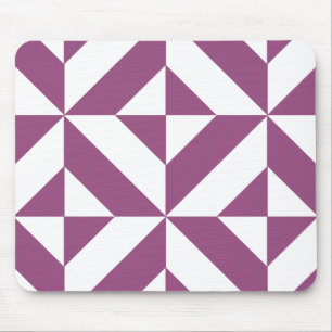 Warm Grape Geometric Deco Cube Pattern マウスパッド