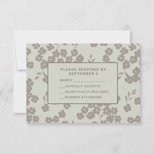 Warm Gray Formal Floral RSVP Card Elegant Modern (正面)