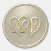 Warm Gray Two Hearts Intertwined Wedding ラウンドシール (正面)