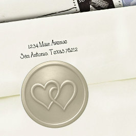 Warm Gray Two Hearts Intertwined Wedding ラウンドシール