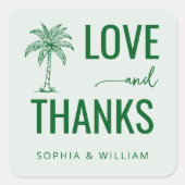 Warm Green Tropical Minimalist Palm Tree スクエアシール (正面)